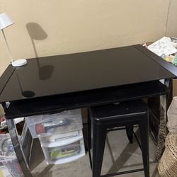 Black glass top desk table