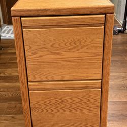 2-Drawer Oak Wooden Filing Cabinet
