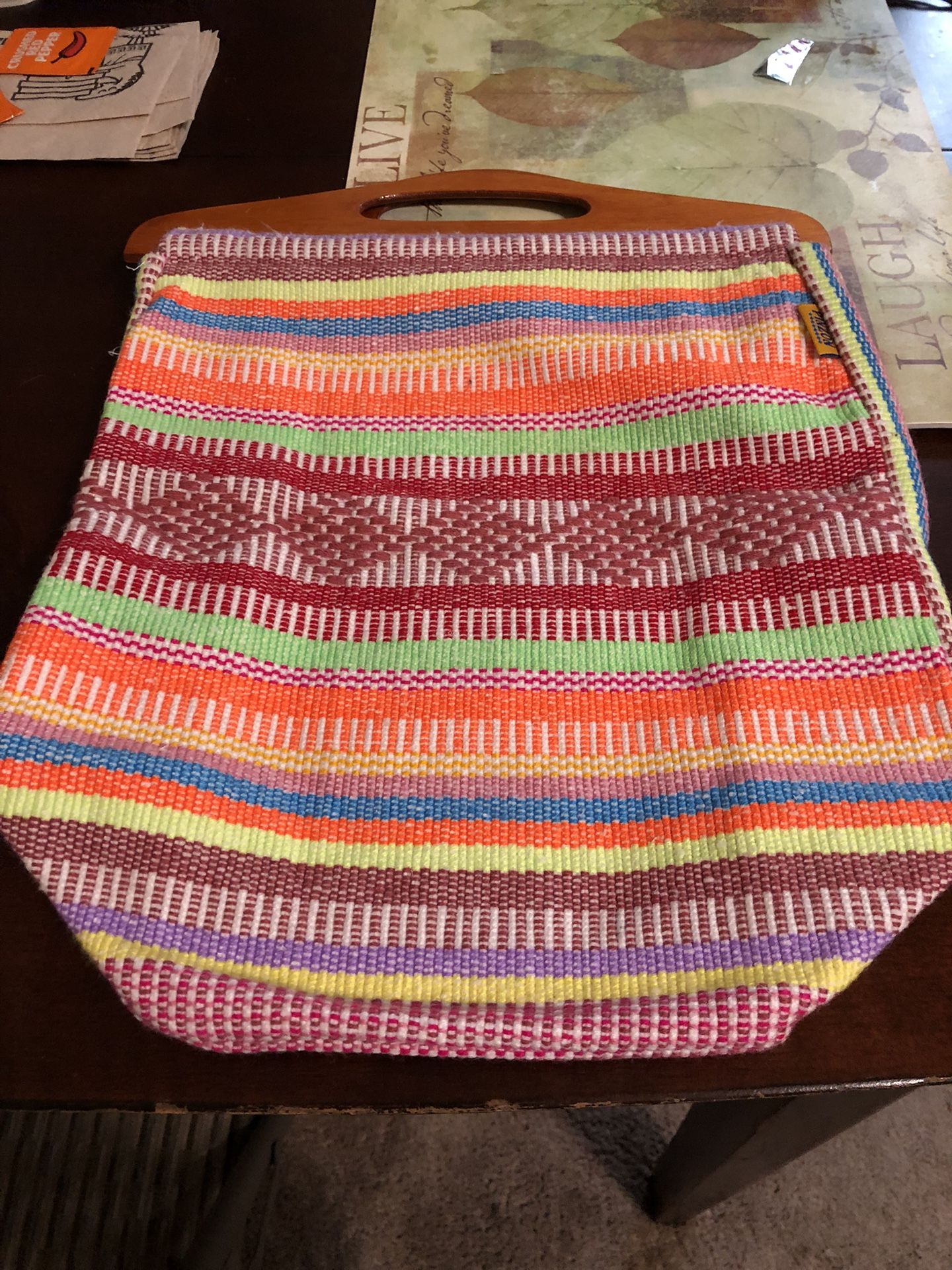 Piinzon Hand Woven Purse with Wood Handle