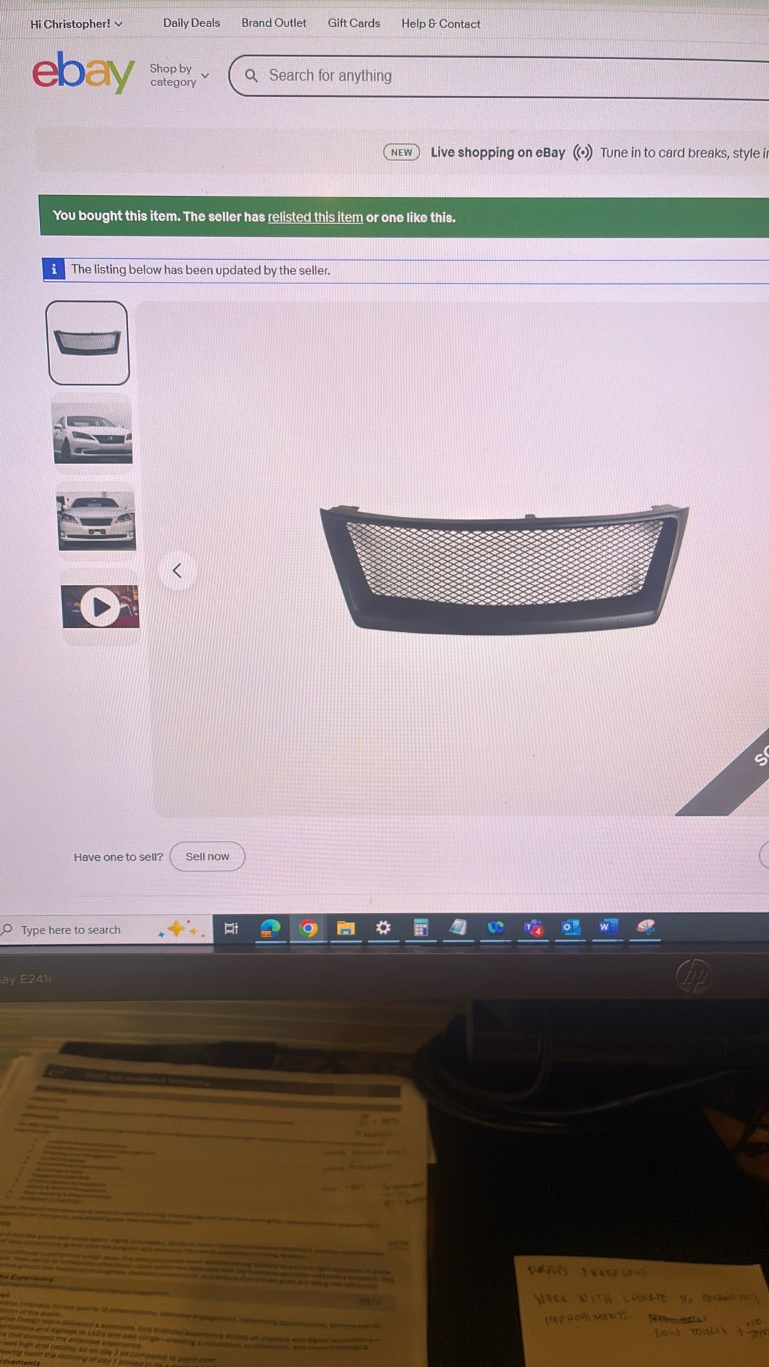 JDM F Sports Mesh Grill For Lexus ES50 Front Bumper (2010 - 2012)