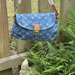 Denim Monogram Shoulder Bag