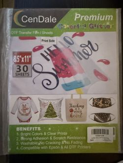 CenDale Colorful Glitter DTF Film — Full 30-Sheet Pack