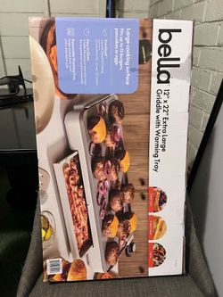 bella 12" x 22" Electric Griddle with EverGood™ Ceramic Nonstick Coating, Removable Temperature Probe,
