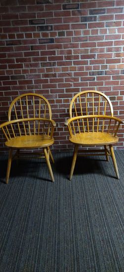 2  WOOD CAPTAINS CHAIRS/ $60.00 FOR THE SET