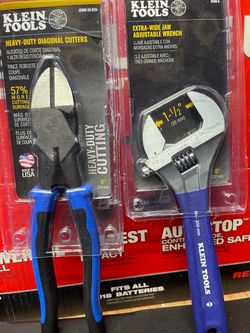 KLEIN TOOLS HEAVY-DUTY DIAGONAL CUTTERS $25 and EXTRA - WIDE JAW ADJUSTABLE WRENCH $24 ((read below ))