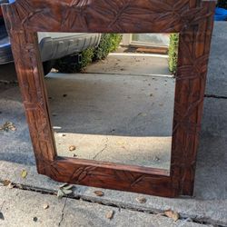 Heavy Wooden Carved Mirror 