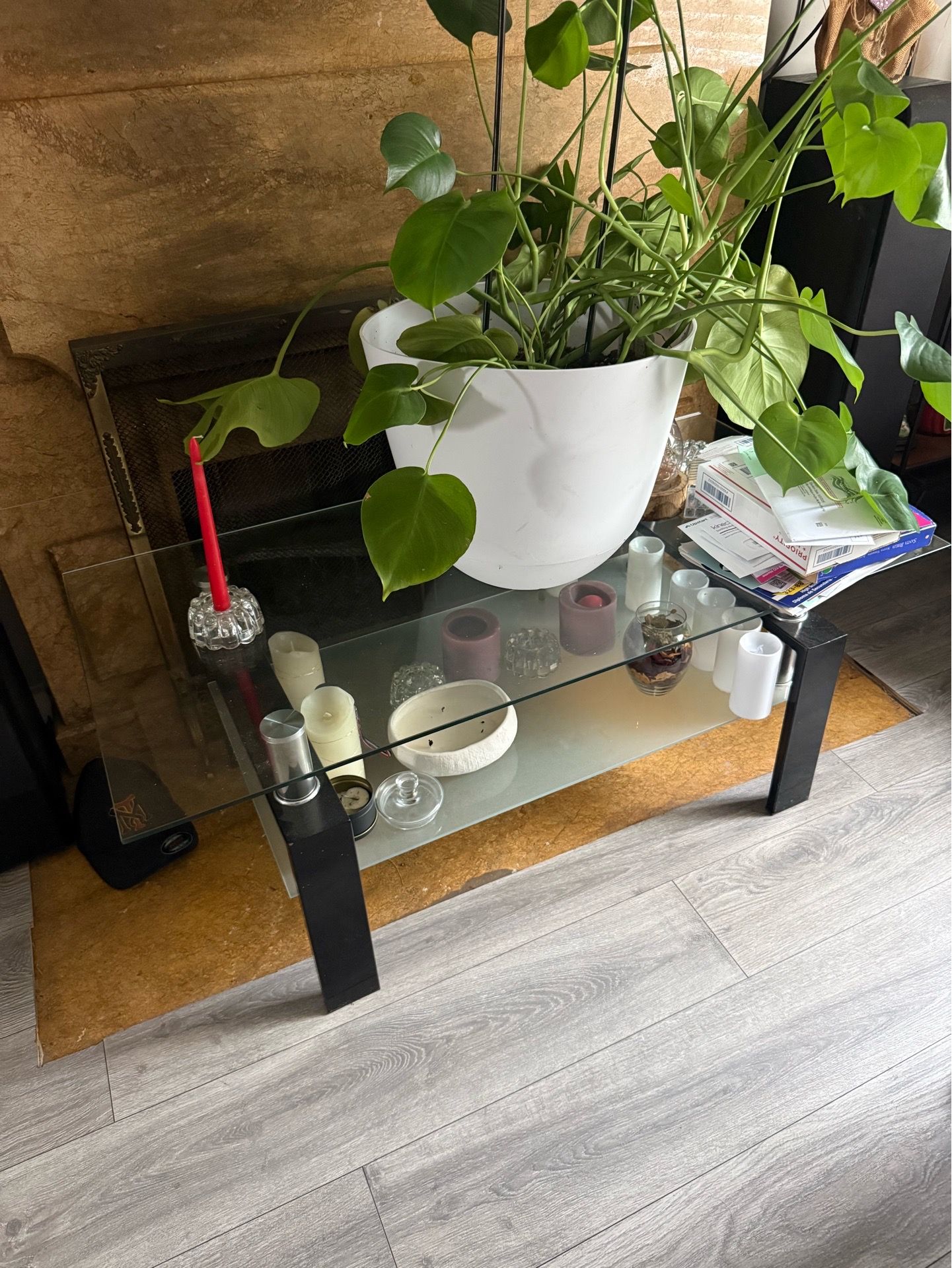 Glass coffee table