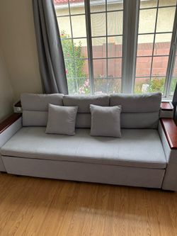 Homary  Gray ConvertibleSofa Bed with Storage & USB