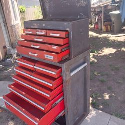 VINTAGE SUPER HEAVY DUTY TOOL BOXES TOP IS LUMIDOR BRAND BOTTOM IS CRAFTSMAN  DRAWERS OPEN SMOOTHLY