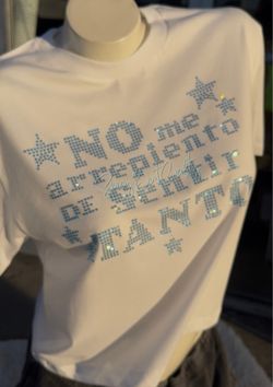 No me arrepiento de sentir tanto rhinestone bling boxy tee