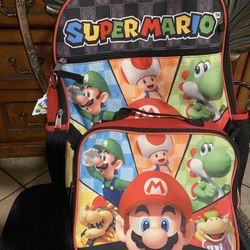 Super Mario Backpack With Linch Bag 