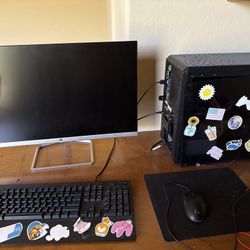 PC, monitor, keyboard, mouse, headset