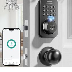 Fingerprint Keypad Deadbolt with Handle Set, Keyless Entry Door Lock, Door Locks for Front Door Lock Set, App Control, Auto Locking, Easy to Install, 
