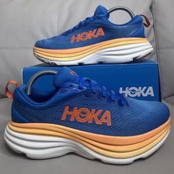 Hoka Bondi 8 Coastal Sky Orange Athletic Running Shoes Sneakers Men’s Size 8 2E