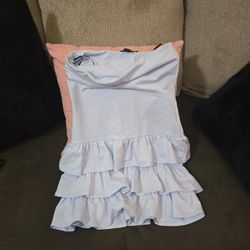 Light Blue Ruffled Short Dress/top