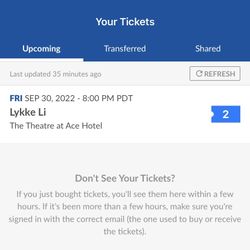 2 Lykke Li Tickets 
