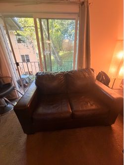 Brown Faux Leather Loveseat