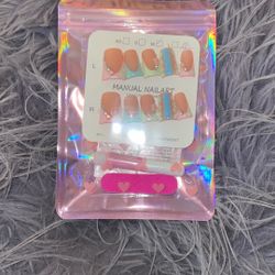 💅🏽 “Cotton Candy Drip” Press-Ons – Medium Length 🍭💖