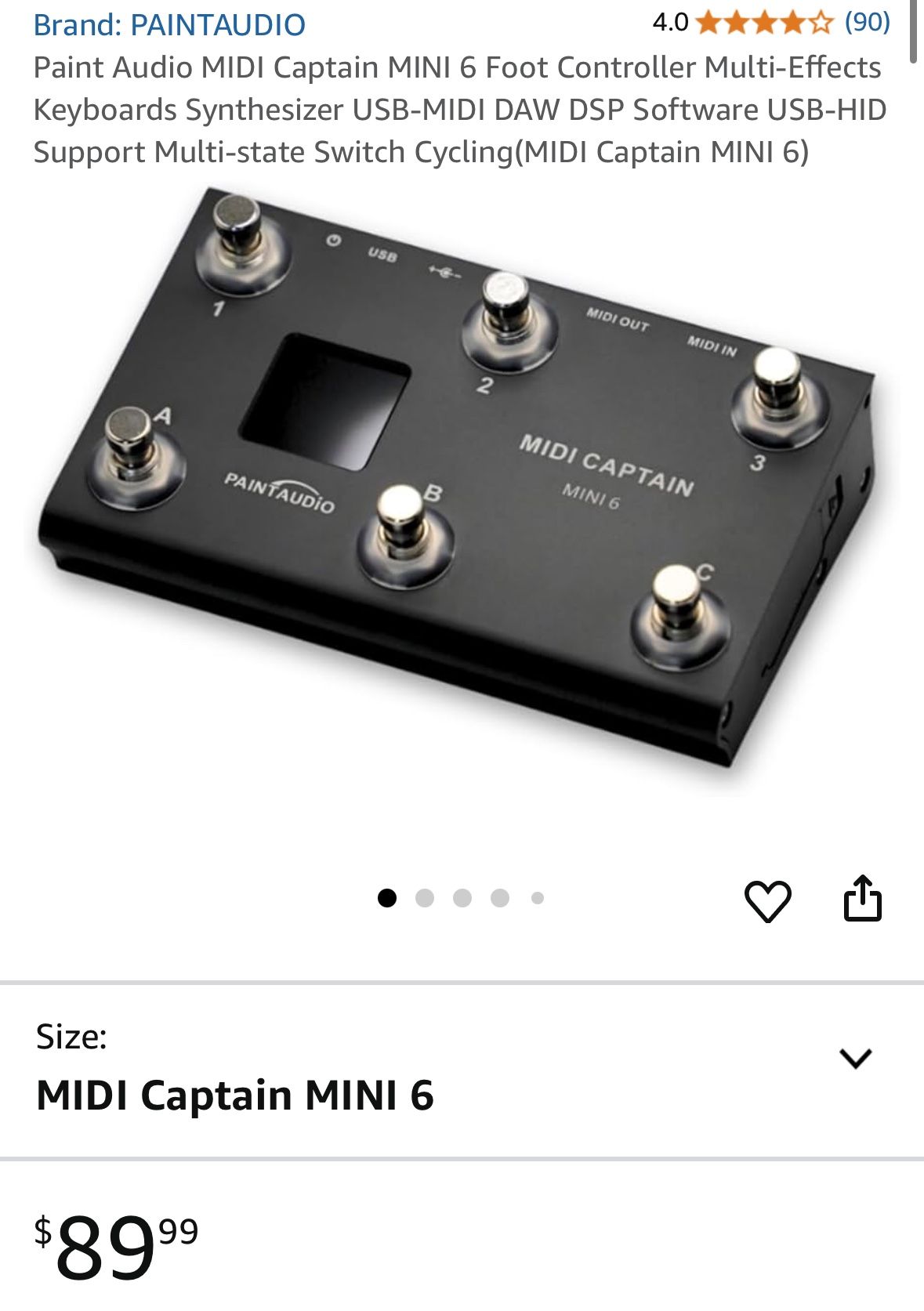 Paint Audio MIDI Captain MINI 6 Foot Controller Multi-Effects Keyboards Synthesizer USB-MIDI DAW DSP Software USB-HID Support Multi-state Switch Cycli