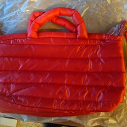 New!  Black/Cream Purse & Red Puffy Fabric Purse