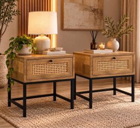 🔥 Rattan nightstands set of 2, end tables , brand new in box R-8