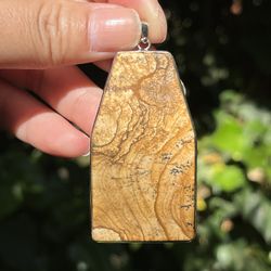 Silver Plated Picture Jasper Pendant 