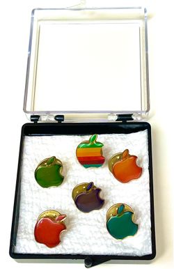 Vintage Apple Computer 6 Lapel Pins epoxy dome