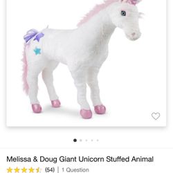Melissa and Doug plush unicorn  (New)