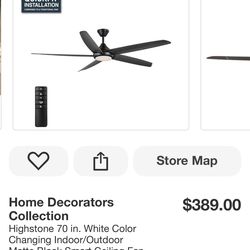70in Highstone Smart Indoor/ Covered Outdoor Ceiling Fan