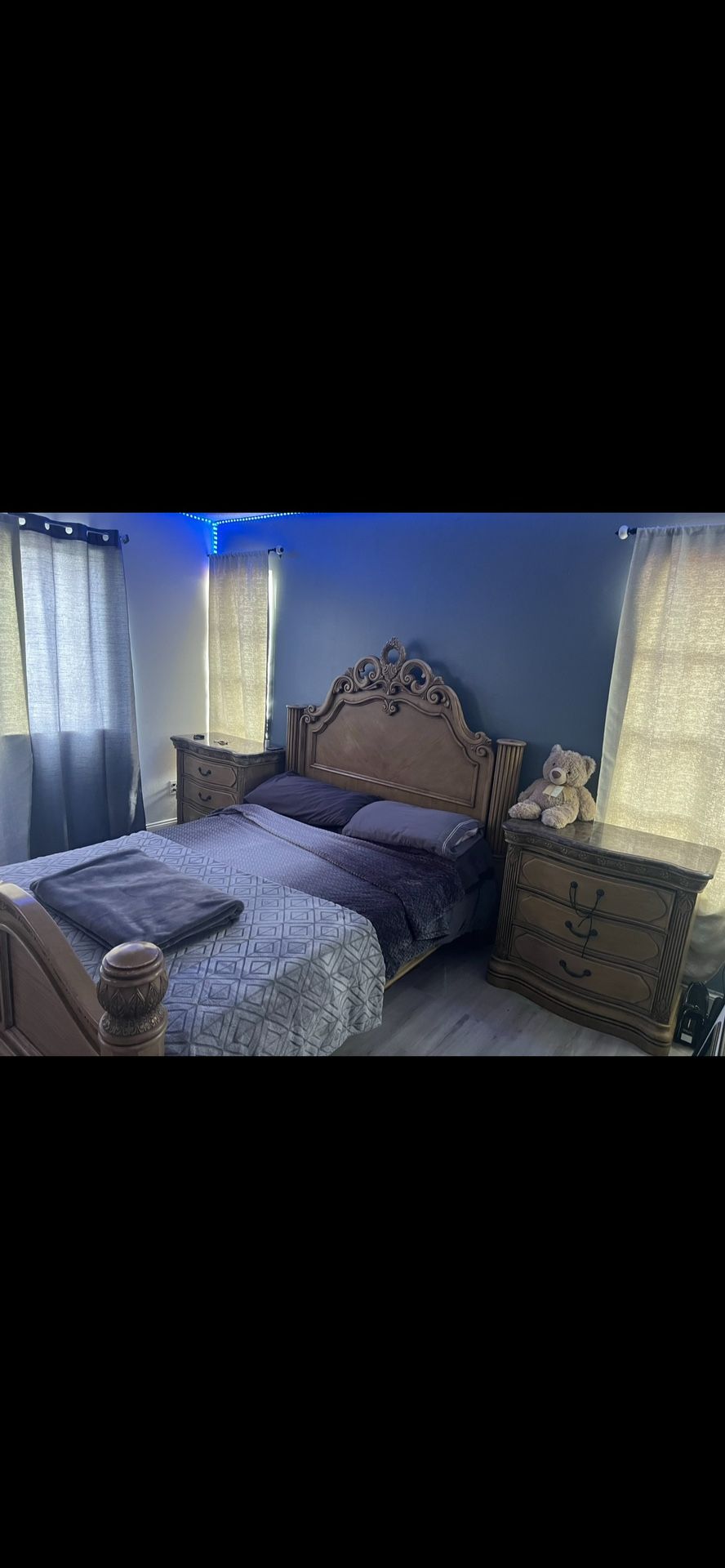 El Dorado Furniture queen bedroom set with electric fireplace