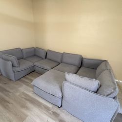 Anabei Washable 6-Seater U-Sectional + Ottoman