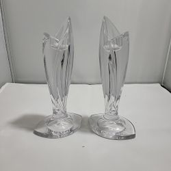 Waterford Crystal Short Candle Holders Marquis Austria 7 Signed Set Of 2 (KK)