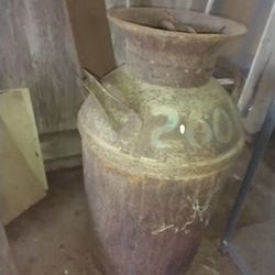 2 Antique Metal Milk Containers