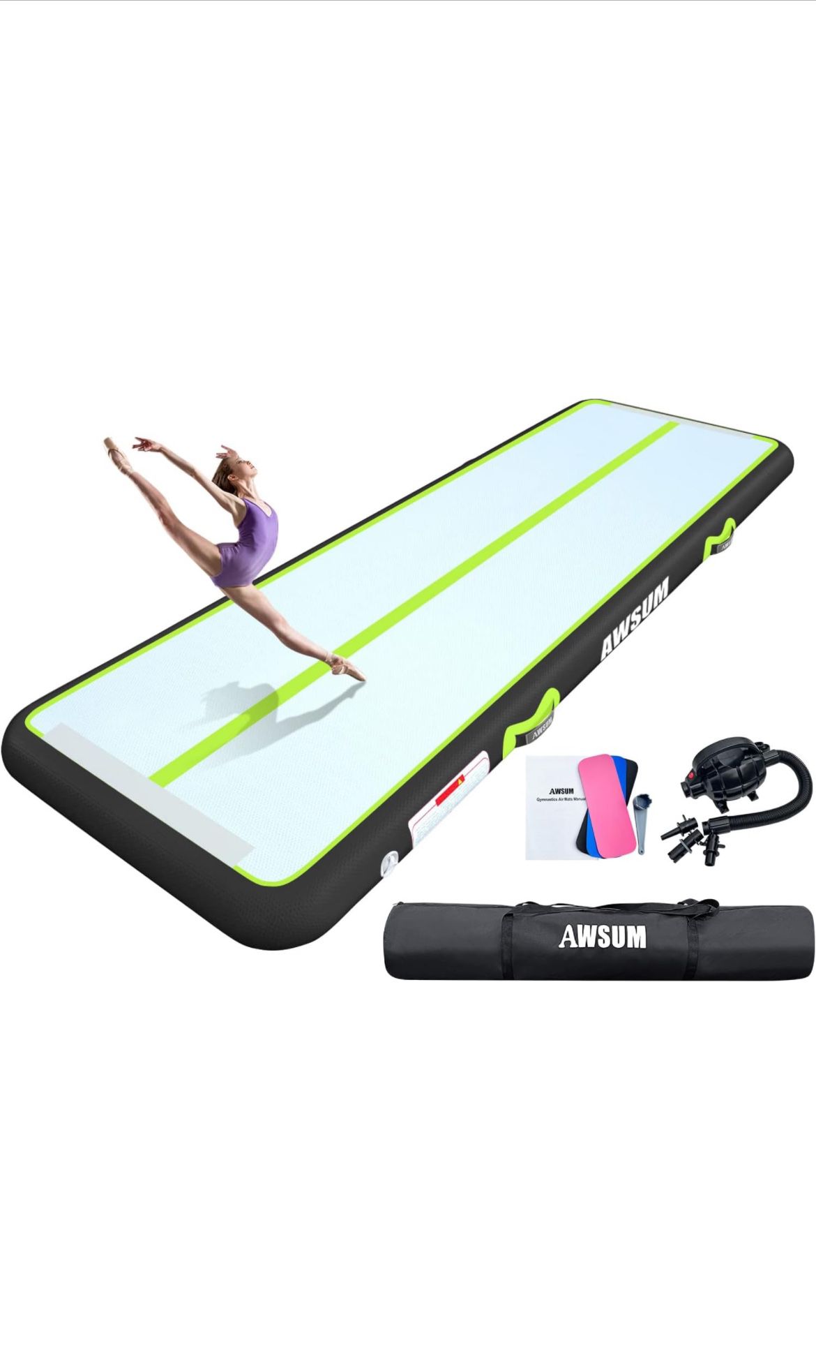 Inflatable Air Gymnastics Mat 6.6ft x3.3ft Training mat 4 inches Thick tumbling mat w/ electric pump