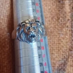 Sterling Silver .925 Mens Lion Ring  New