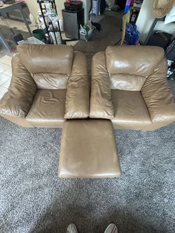 Large Loveseat/ Lounge Chairs + Ottoman
