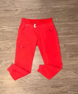 Figs Jogger Scrub Pants Red/Coral Womens Sz Small Petite Medical Workwear