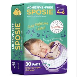 Sposie Diaper Booster Pads, Size 4-6, 30 Count - Hypoallergenic, Dermatologist and Pediatrician Tested, Fragrance, Latex, Chemical and Cruelty-Free, M