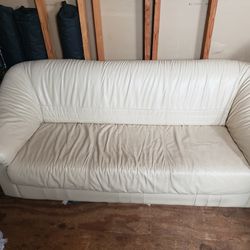 Natuzzi Italian White Leather Couch