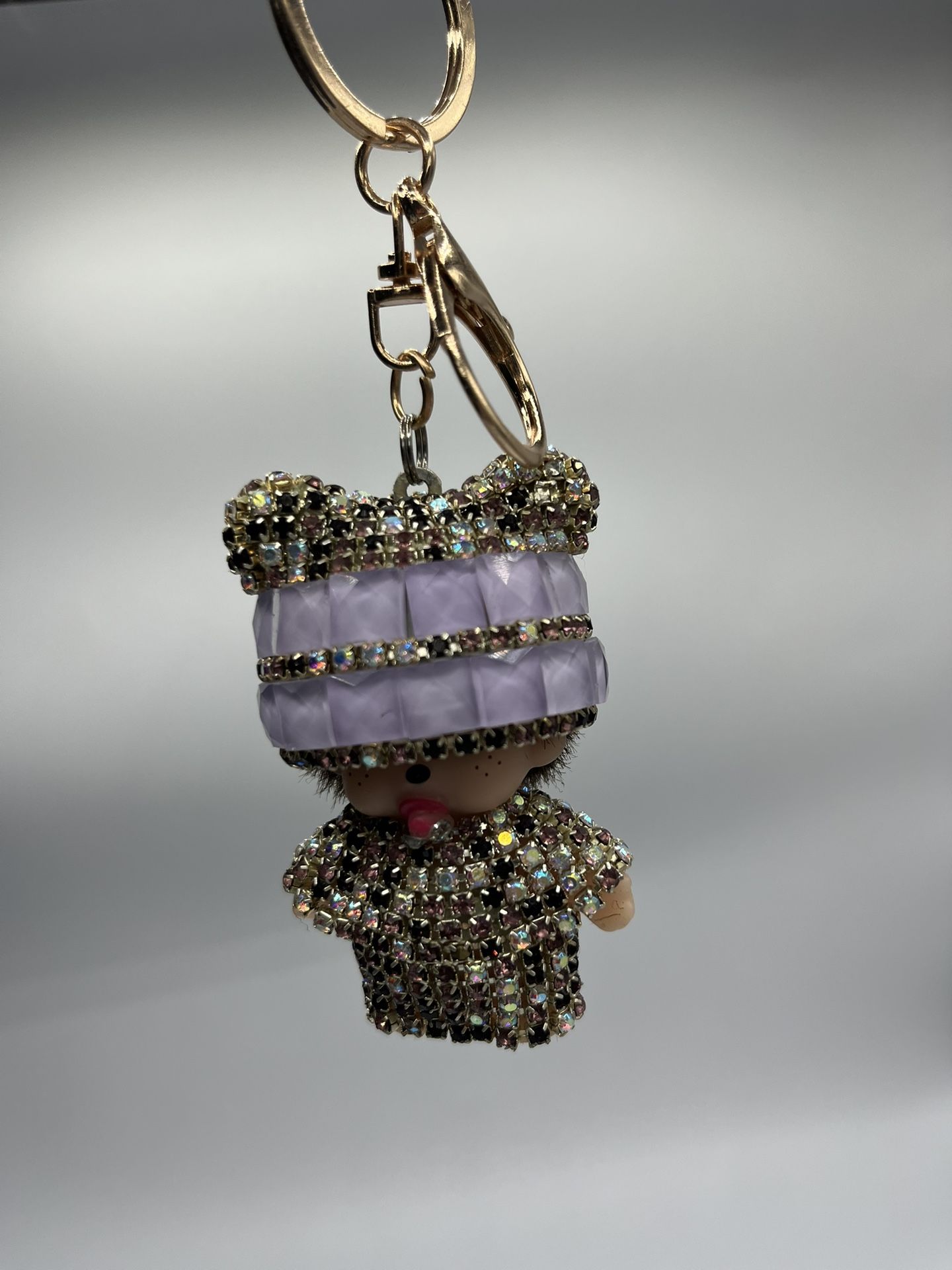 Full diamond labubu Keychain(Purple)