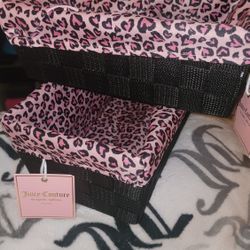 Juicy Couture Pink Leopard Nesting Baskets (2)