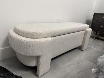 Baúl Otomano Mueble Beige Con Crema