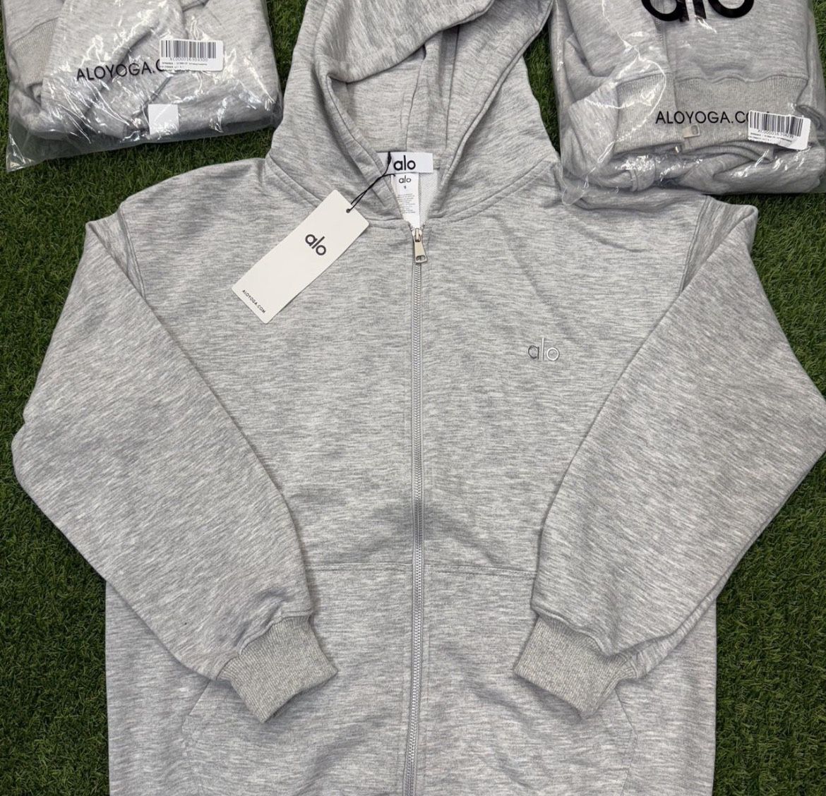 Alo Yoga Grey Zip-Up Hoodie — $100 (New w/ Tags)