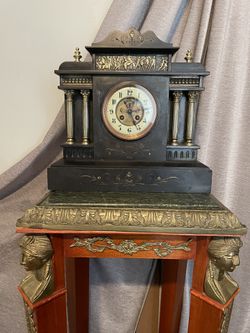 Rare Antique French Bronze Marble Clock