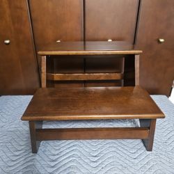 Powell Casual Step Stool Expresso Solid Wood Construction New, Display Model 