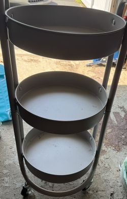 Gray Metal Tray In Wheels