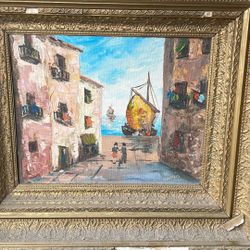 Italian Nautical  Oil Scene TODAY ONLY $95.00