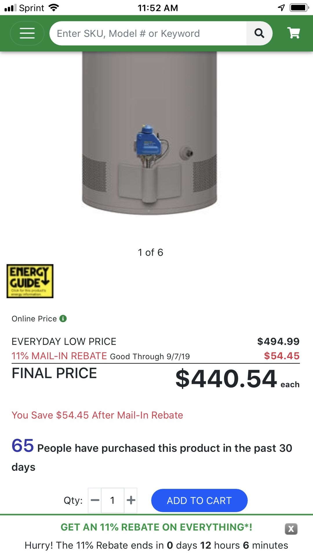 Richmond Essential 40 Gallon Short 6-Year Natural Gas Water Heater Model  Number: 6G40S-34F3 Menards SKU: 6835134 for Sale in Bristol, IL - OfferUp