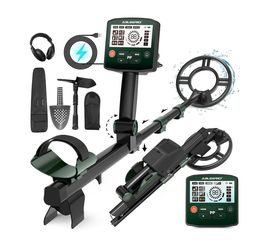 ABLEGRID Rechargeable Metal Detector for Adults, Professional Foldable IP67 Waterproof Gold Detector, 10–14” Detection Depth, 11” Dual Coil, 4” LCD, f