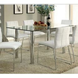White And Chrome Dining Table Set